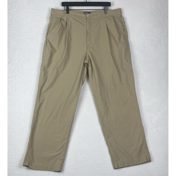 Polo Ralph Lauren Chino Pants Mens Size 42X34 Khaki Pockets Logo Crest - Picture 1 of 12